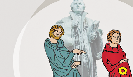 Das Plakatmotiv der Ausstellung - der gelbe Ring auf dem Gewand war im Mittelalter für Juden vorgeschrieben  - Copyright: Christiane Wenn/Zentrum für Mission und Ökumene - Nordkirche weltweit