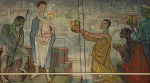 Anbetung der Könige  Wandbild aus der Haselauer Dreikönigskirche. Foto: Andreas-M. Petersen. - Copyright: Andreas-M. Petersen