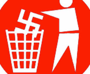 Symbol Harkenkreuz in Papierkorb - Copyright: Vereinigung der Verfolgten des Naziregimes, Bund der Antifaschistinnen und Antifaschisten in der Landesvereinigung NRW
