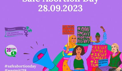 Frauen mit Plakaten Safe Abortion Day - Copyright: Safe Abortion Day