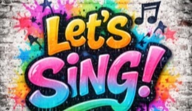 Wand mit Aufschrift 'Let's sing!' - Copyright: KI generiert