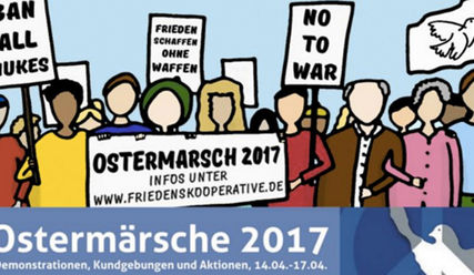 Gemeinsam für den Frieden einstehen – das Plakat der Friedenskooperative - Copyright: Netzwerk Friedenskooperative