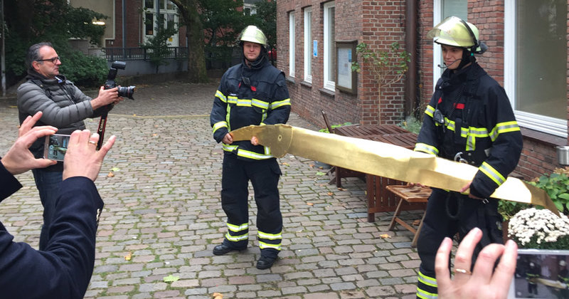 Zwanzig Kilo wiegt der vergoldete Zeiger der Turmuhr