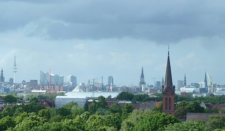 Blick gen Norden auf die Hamburger City