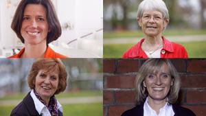 Die ersten Frauen in ihren Ämtern: Julia Atze, Maria Jepsen, Elisabeth Lingner, Ulrike Murmann (im Uhrzeigersinn), Fotos: Nordkirche, St. Michaelis, St.-Petri-Stiftung/Gätz - Copyright: Nordkirche (2), St. Michaelis, St.-Petri-Stiftung/Gätz