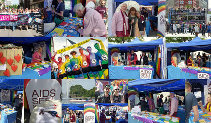 Stand der Aidsseelsorge - Eindrücke von 2015 - Copyright: Collage: Aidsseelsorge Hamburg