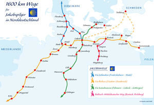 Jakobswege in Norddeutschland - Grafik: Claudia Letulé - Copyright: Grafik: Claudia Letulé