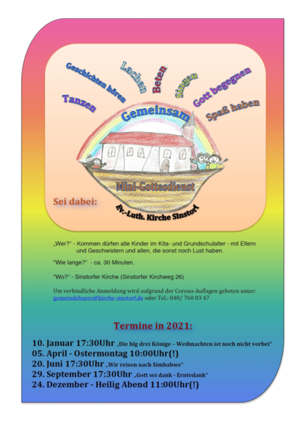 Termine & Logo für den Minigottesdienst 2021 - Copyright: A. Schmieder