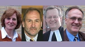 Mitglieder der Nordelbischen Kirchenleitung: Elisabeth Lingner, Martin Blöcher, Propst Karl-Heinrich Melzer, Bernhard Schick (v.l.)