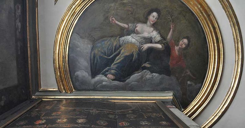 Deckengemälde im Herrensaal der Hauptkirche St. Jacobi