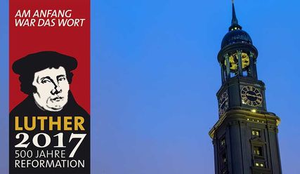 500 Jahre Reformation – Festgottesdienst im Hamburger Michel - Copyright: Foto: elxeneize/fotolia | Collage: ap