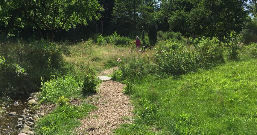 Wirkt wild, ist aber gestaltet – der Park mit Bächlein und Teich Wirkt wild, ist aber gestaltet – der Park mit Bächlein und Teich
