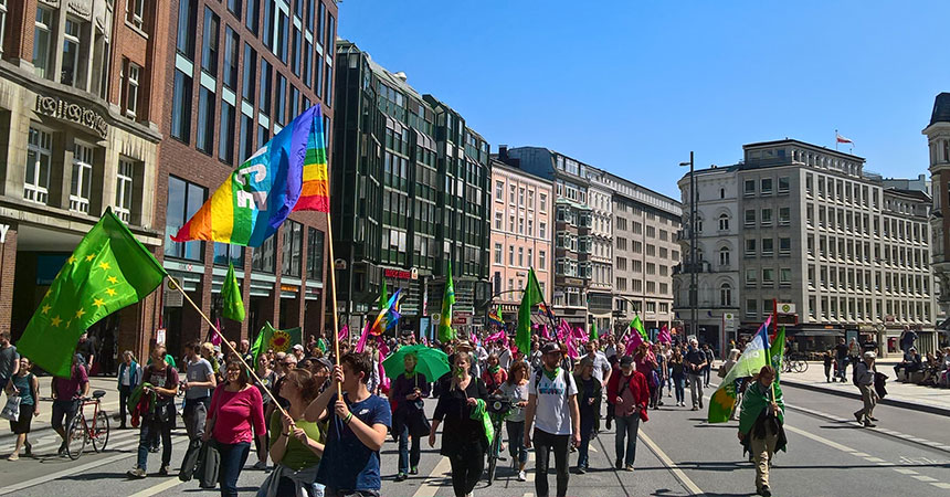 Die Demonstration führte durch die ganze Innenstadt.