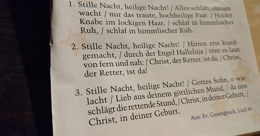 Liedtext Stille Nacht